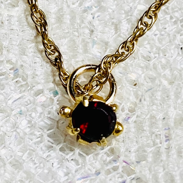 14k antique bohemian garnet charm pendant. Dainty garnet pendant. 14k gold filled pendant.