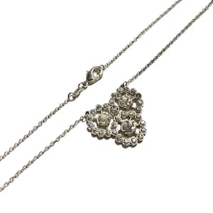Edwardian paste floral conversion pendant necklace. 19” inch sterling silver necklace. Antique era 1901-1914. Gift for her.