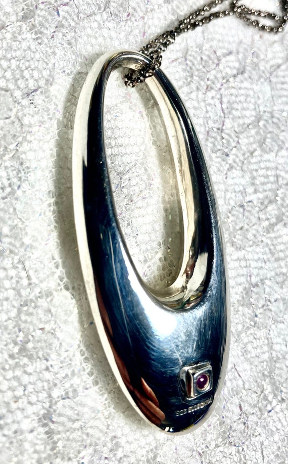 Large Ruby gemstone & sterling silver pendant nec… - image 7