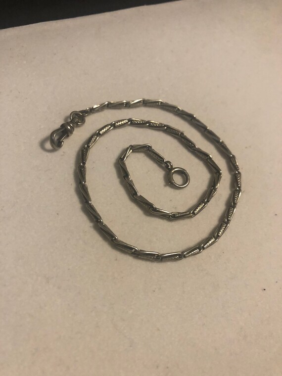 Victorian 14K grey gold pocket watch chain