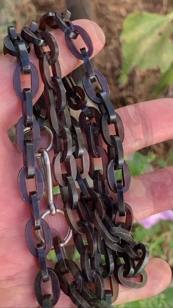 Antique Victorian Vulcanite link chain with paperc