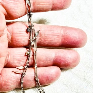 Sterling silver designer chain necklace. 16.5 inches long. Ball & charm necklace. Marked 925. Gift for her.