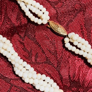 Antique Victorian angel skin coral twist choker necklace with 14k solid gold clasp.