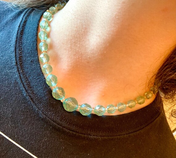 Antique Victorian cut glass faceted roundel necklace. View 2
