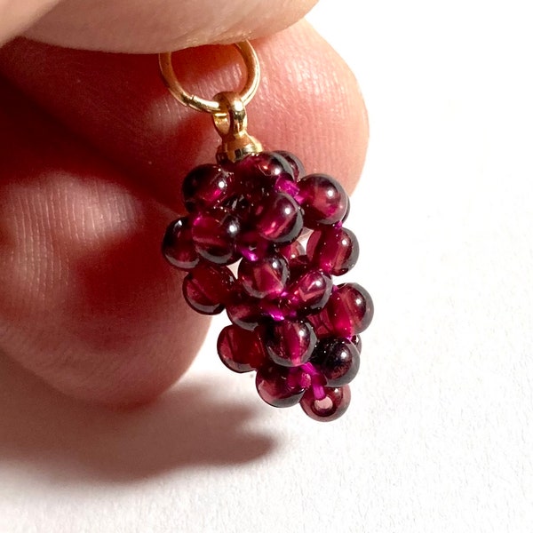 Vintage 14k gf natural garnet charm pendant.