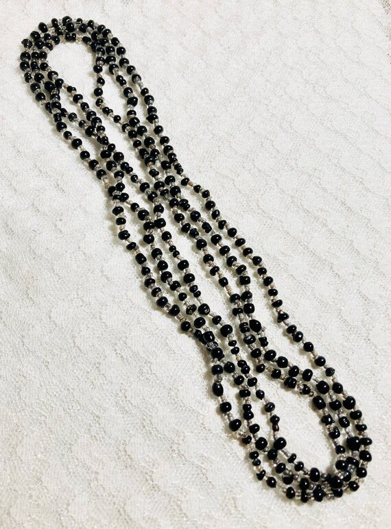 60.25 inch Art Deco black glass beaded necklace. … - image 6