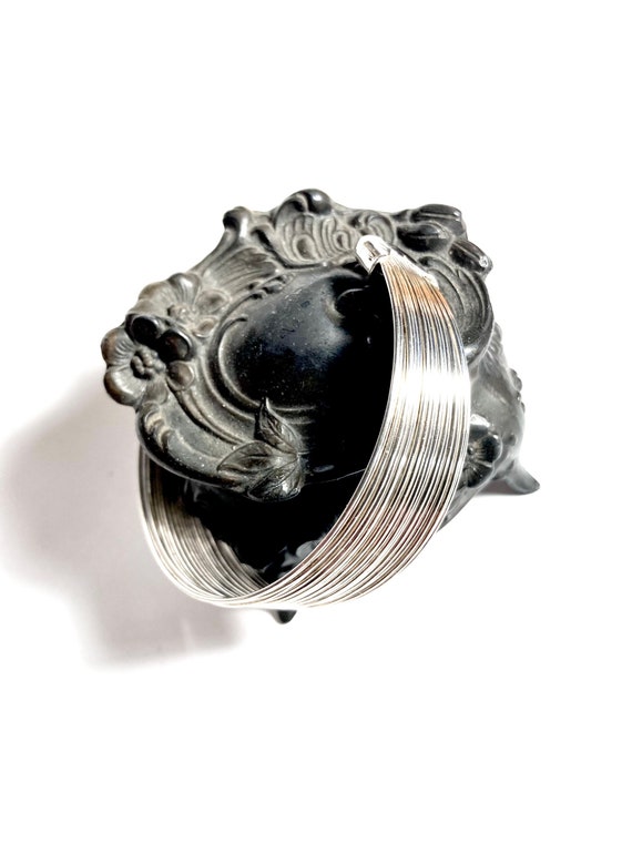 Vintage solid sterling silver wire cuff bracelet. - image 7