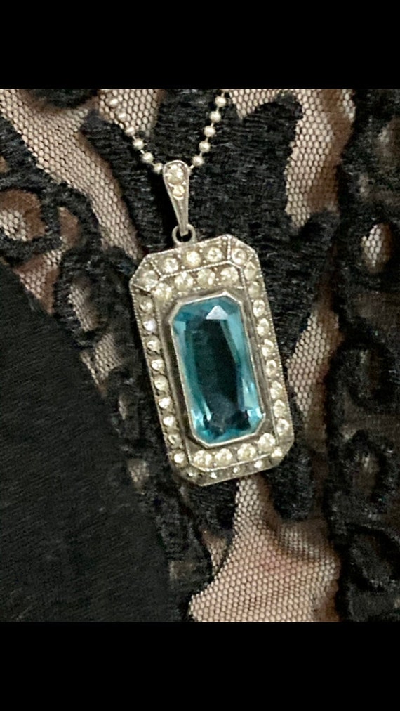 Antique Victorian blue topaz paste & sterling silv