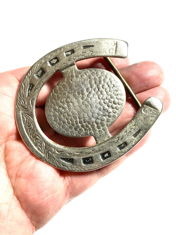 Antique Victorian silver horseshoe buckle for luck