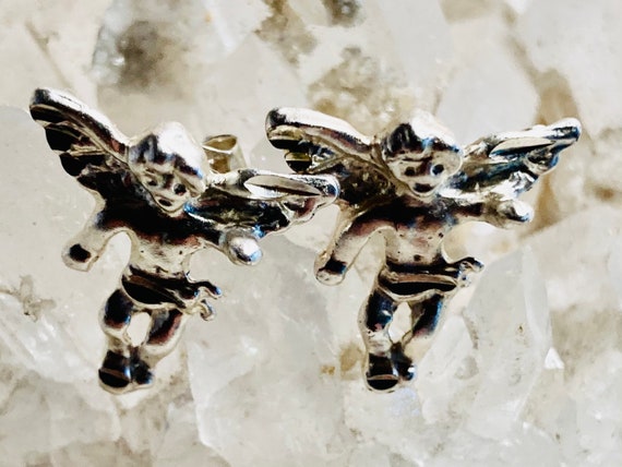 Sterling angel earrings. Sterling silver pierced … - image 1