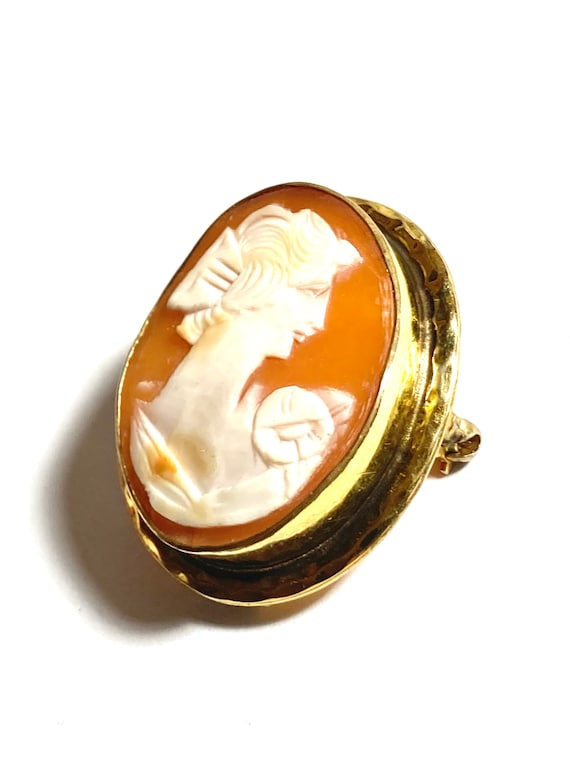 Antique Edwardian conch shell cameo brooch. - image 4