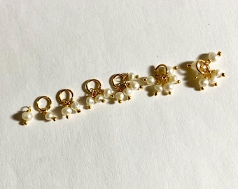 Charm pendant freshwater pearls in 18k gold fill, vintage hand made charms.
