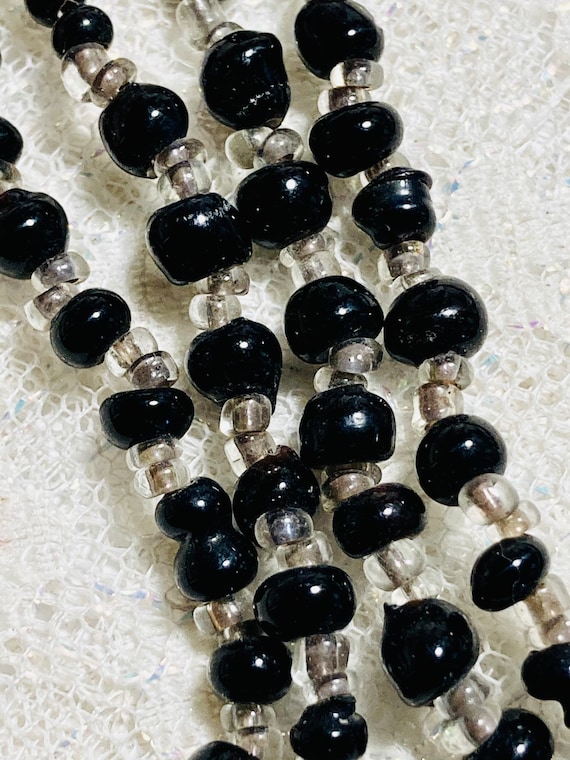 60.25 inch Art Deco black glass beaded necklace. … - image 1
