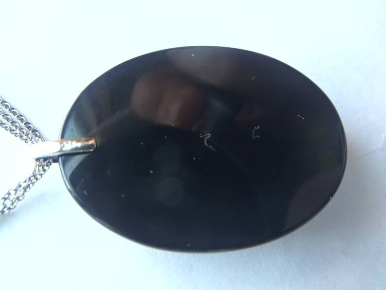 Gift for her Diamond /& black onyx sterling silver pendant with 3 strand necklace melee diamonds vintage item