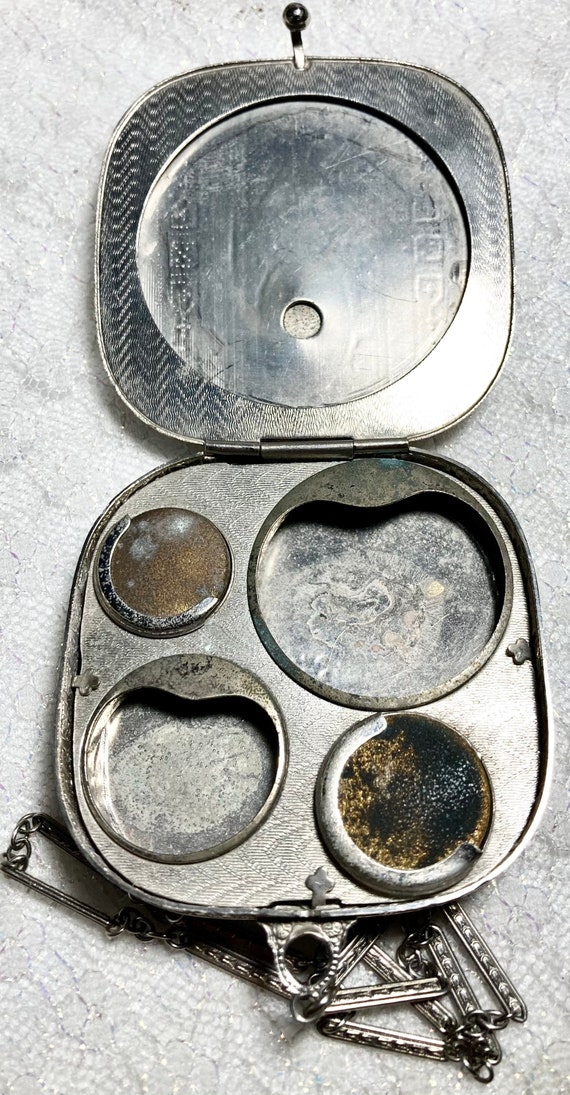 Edwardian silver guilloche enameled compact coin … - image 9