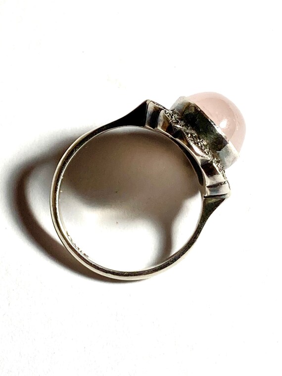 Antique pink quartz & sterling silver ring. Pink … - image 8