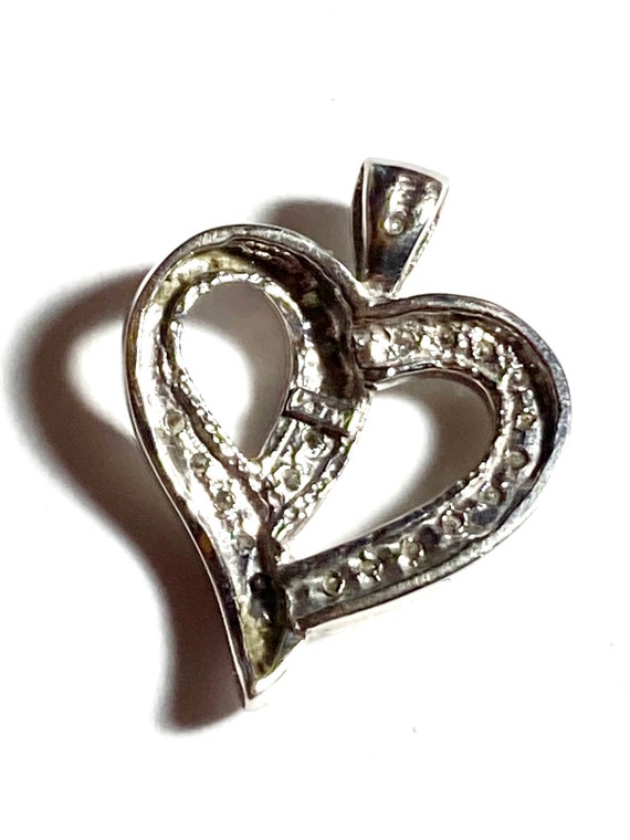 10k diamond heart pendant in 10k solid white gold. - image 9