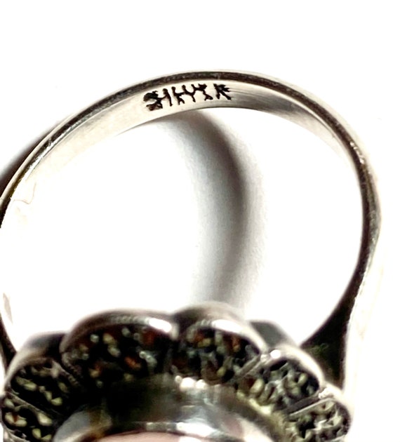 Antique pink quartz & sterling silver ring. Pink … - image 10
