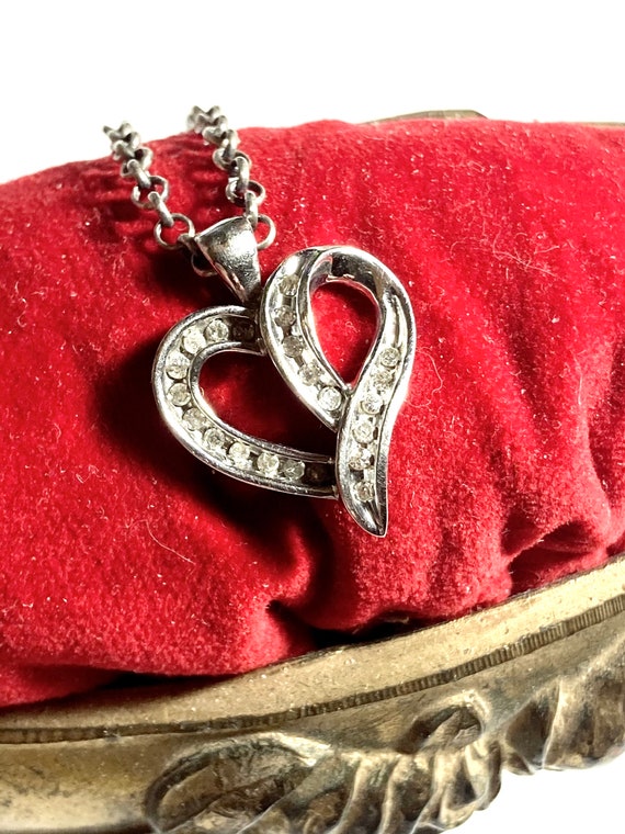 10k diamond heart pendant in 10k solid white gold. - image 1