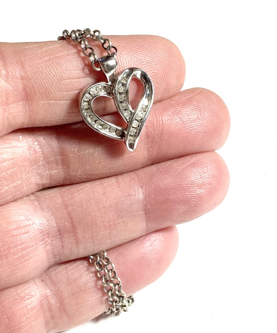 10k diamond heart pendant in 10k solid white gold. - image 4