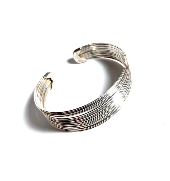 Solid sterling silver wire cuff bracelet. - image 2