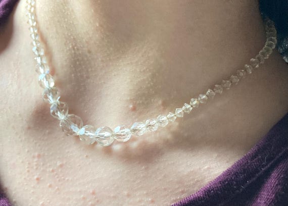 Antique Victorian clear cut glass faceted roundel necklace