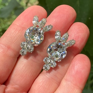 Antique Victorian French strass paste drop earrings with sterling silver backs. Rare museum quality find.