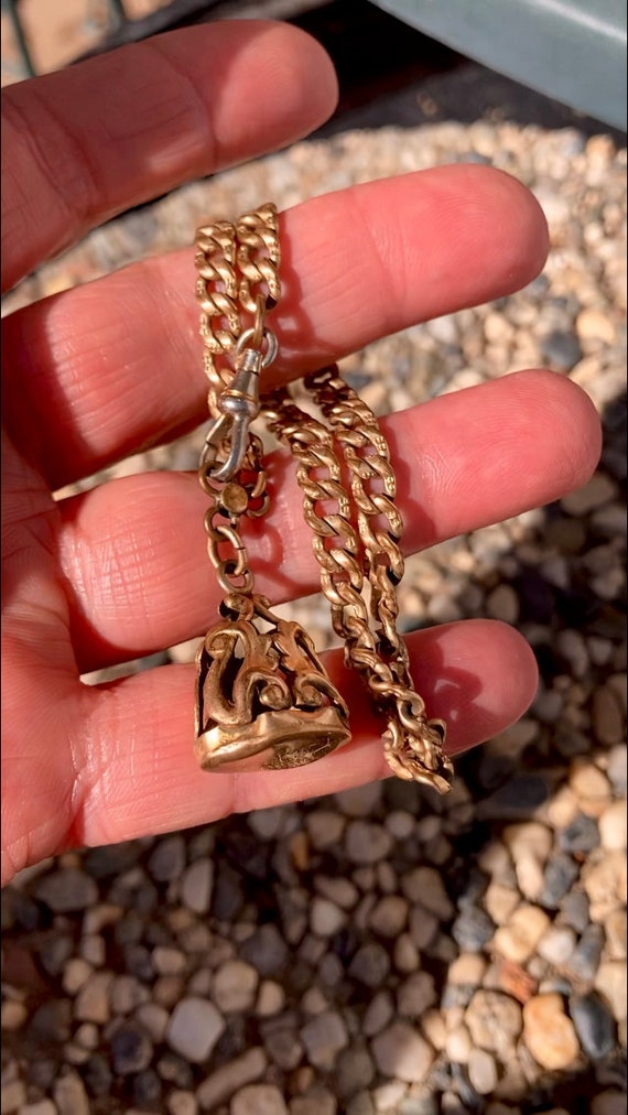 Victorian 12k gold filled flower watch chain. Anti