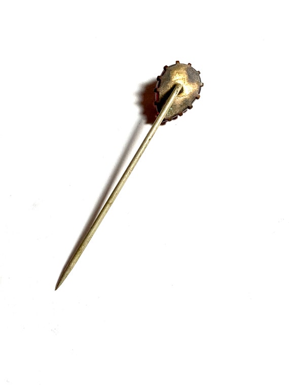 Antique red garnet paste stick pin with a large f… - image 2