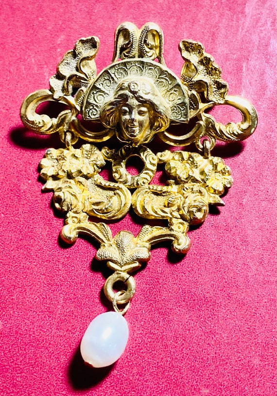 Antique Art nouveau brooch in 14k GF - antique br… - image 4