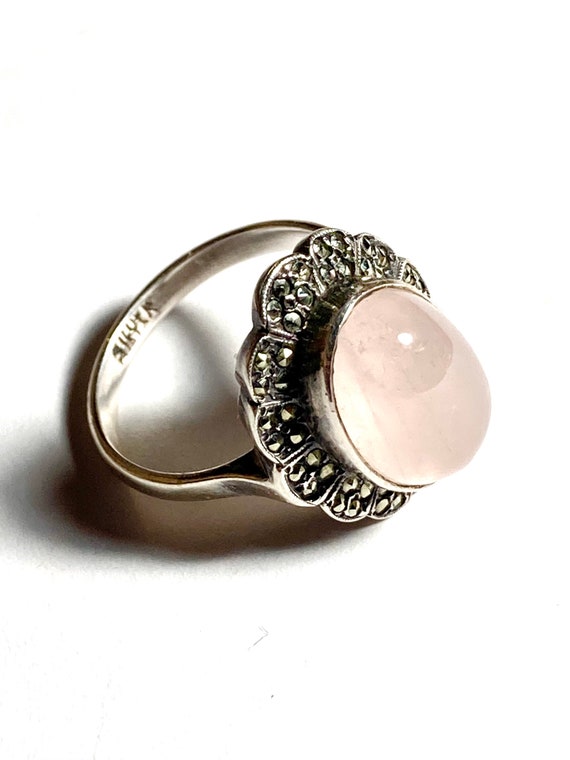 Antique pink quartz & sterling silver ring. Pink … - image 3