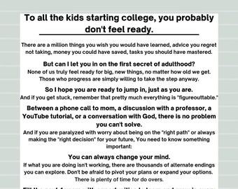 Printable Letter to Kids Starting College