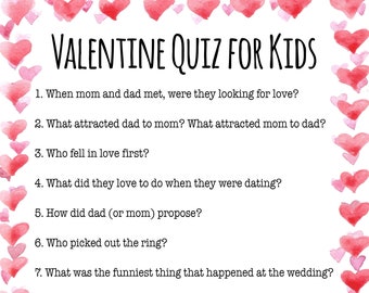 Kid Valentine Quiz