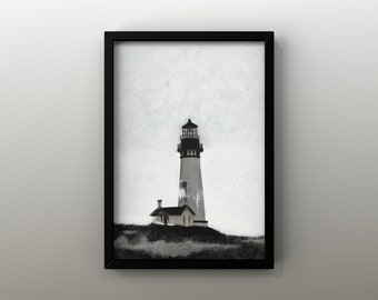 Affiche 8x10 avec illustration LE PHARE | Impression | mer | plage | poster