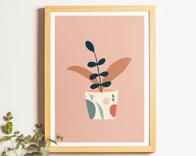 Potted House Plant Print A4 Botanical Print Plant Illustration Print Pot Illustration A5 A3 Giclee Print Wall Art Decor