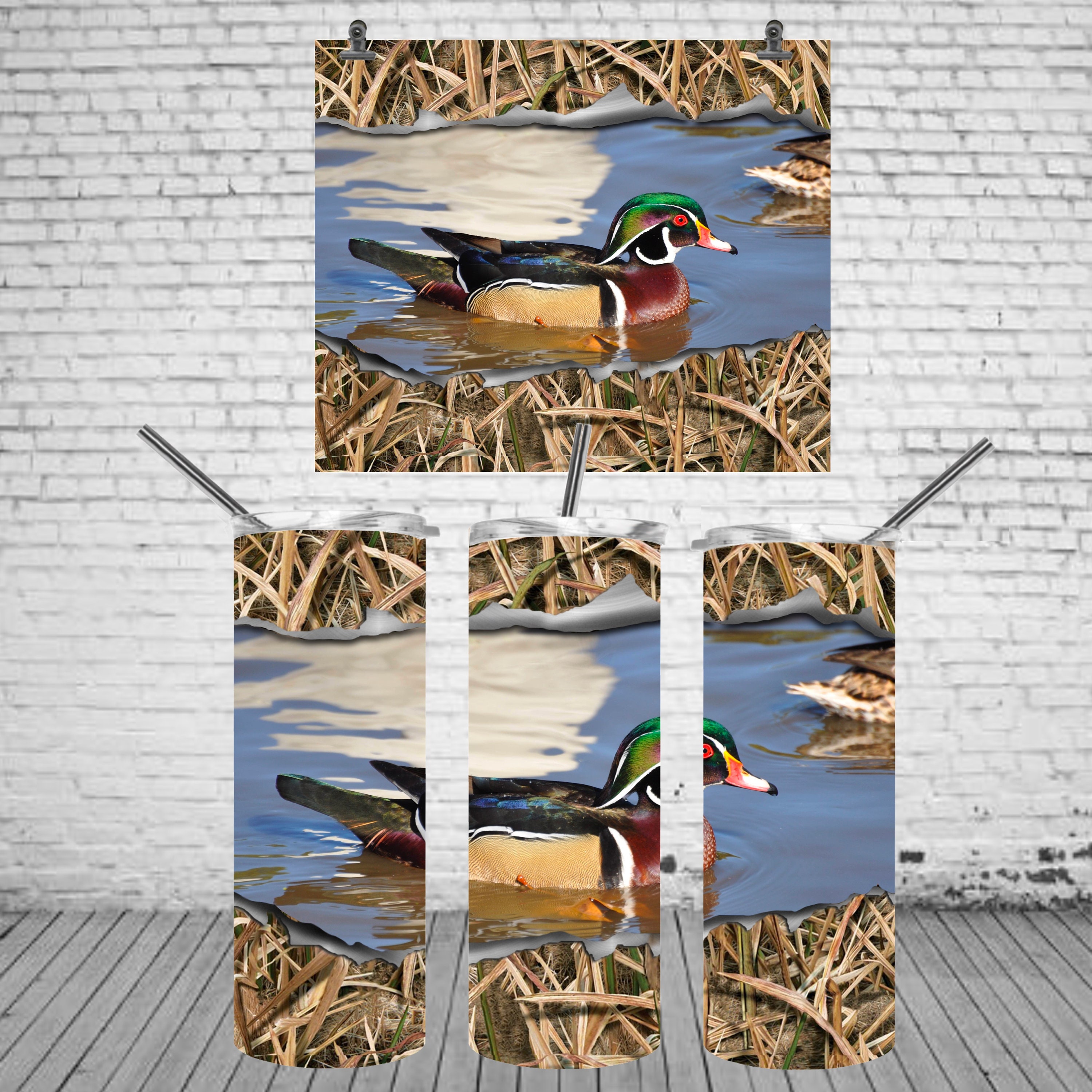 Wood Duck Camouflage Duck Hunting Full Wrap Straight 20oz Etsy