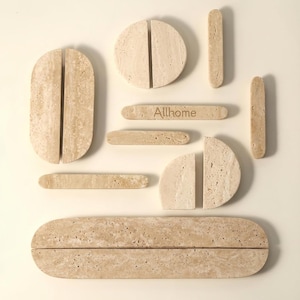 Natural Travertine Drawer knobs handles, custom engraved Art Travertine Cabinet cupboard knobs pulls, Limestone Marble brass dresser Kitchen