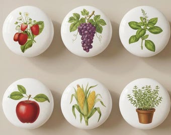 Aardbeien keuken fruit keramische ladeknop, kinder appel kast dressoir knoppen, kleurrijke kast kast handgrepen voor kinderen kinderkamer