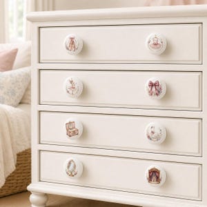 Pink Vintage Ballet Rabbit Cabinet Dresser knobs handles Victorian Swan Bow Drawer Cupboard pulls knobs Girl Nursery Bedroom Wardrobe Knobs