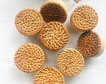 Handmade Rattan Knobs, boho cabinet knobs, nursery drawer knob handles, bobo dresser knob, wooden knob,furniture custom engraved cabinet