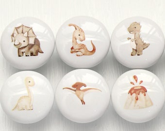 Dinosaur Ceramics Drawer knob handle, Animals knobs for Nursery Drawers knobs, Children's cabinet knob, Kitchen Wardrobe Cupboard Pull