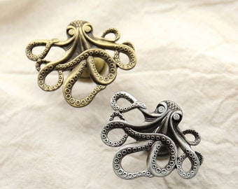 Octopus drawer knobs, bronze cabinet knobs, decorative drawer handles, furniture cabinet knobs