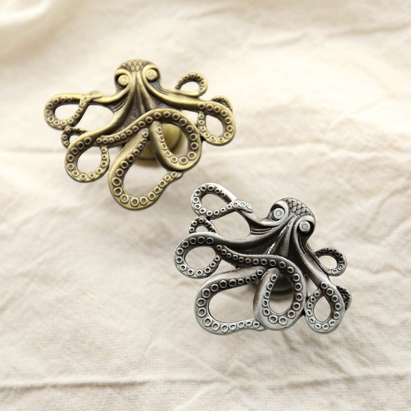 Octopus drawer knobs, bronze cabinet knobs, decorative drawer handles, furniture cabinet knobs