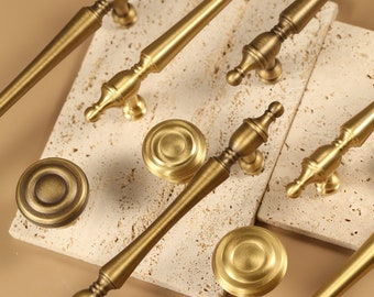 Antique brass cabinet handle pulls, vintage stain brass drawer knob handles, Dresser handle Wardrobe Knobs Pull Handles Pure Brass Door Pull