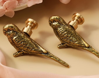 Tiradores de gabinete con forma de loro de bronce vintage, tiradores de cajón con diseño de animales de safari, tiradores de armario con pájaros y nombre grabado.
