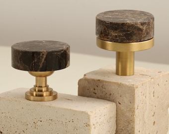 Handmade Coffee net marble Brass Cabinet Dresser Knob handles, Custom Engraved Natural Marble Drawer Wardrobe knobs handles Villa decoration