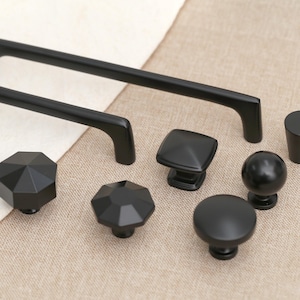 Soild brass black Cabinet Handles Pulls, Matte black Drawer pull handle Dresser knob pull, Wardrobe Cupboard handle pulls Furniture hardware