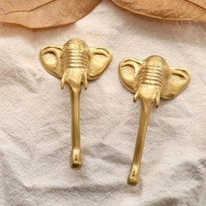 Brass Elephant Handle Pull, Animals Cabinet Knobs, Wardrobe Cabinet knob Pulls / drawer Dresser Knobs Cabinet Pull handles/ brass Hardware