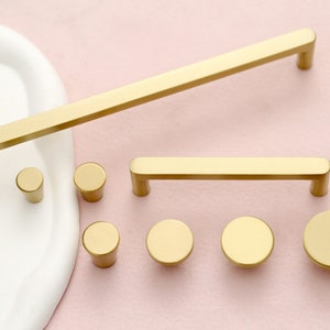 Modern drawer knob handles, Wardrobe Cabinet Pull Handle Knobs, Brushed Brass Cabinet Knobs, Brass Dresser knob, Furniture cabinet knobs