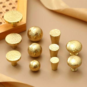 Hammered solid brass drawer knurled knob cabinet pull door pull, modern solid brass pull